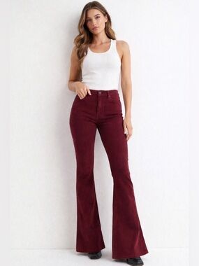 Lucky Brand Farrah Flare Jeans Burgundy High Rise Size 8 29L